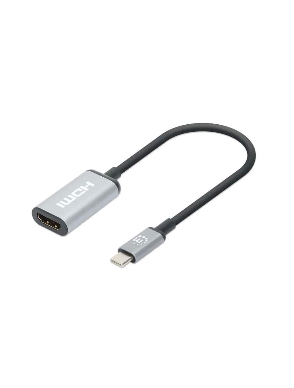 محول Manhattan USB-C إلى HDMI بدقة 4K لنقل الفيديو من اللاب توب أو الهاتف إلى الشاشة بجودة فائقة – Manhattan USB-C Male to HDMI Female Adapter 4K Black.