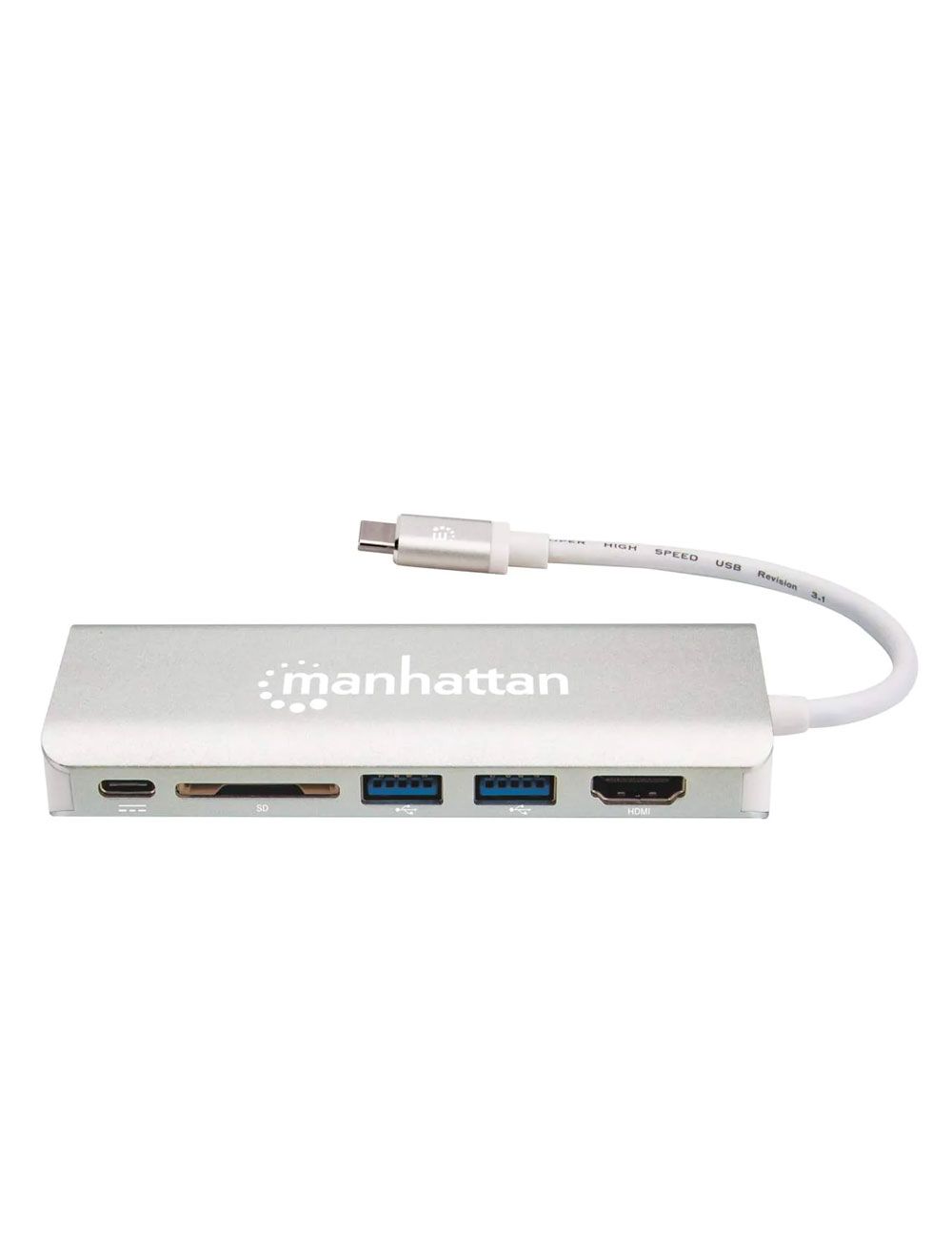 Manhattan CV276 SuperSpeed USB-C Multiport Adapter - 152075 - Gray