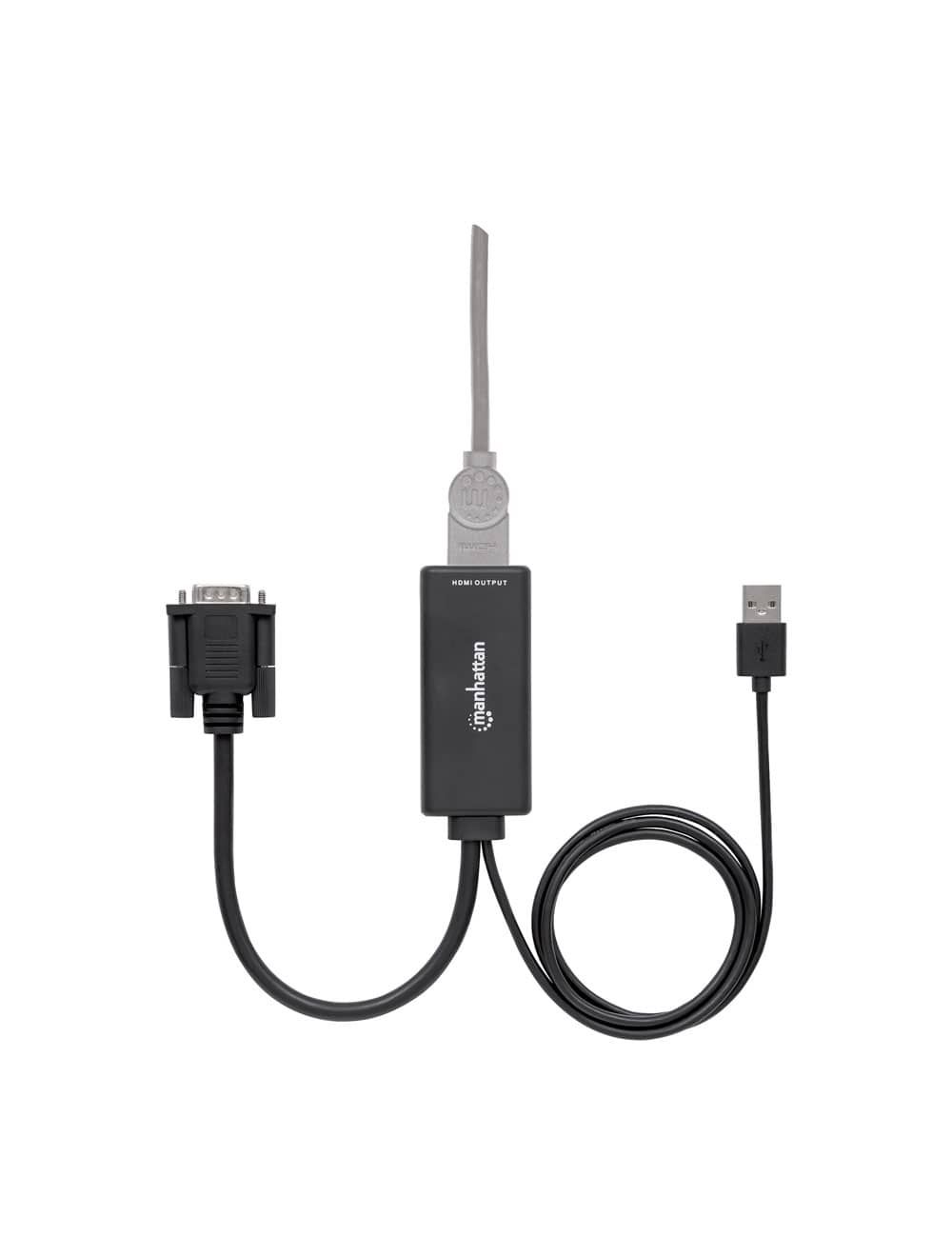 Manhattan CV445 VGA and USB to HDMI Converter Converts Analog VGA Video and USB Audio to a Digital HDMI Signal - Black