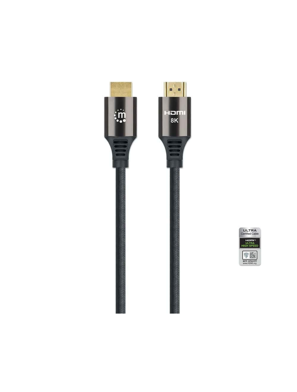 كابل HDMI مانهتن 2م أسود بدقة 8K60/4K120 مع Dolby Vision وDolby Atmos من Cairo Drop. Manhattan HDMI Cable 2m Black 8K60/4K120 Dolby Vision Dolby Atmos.