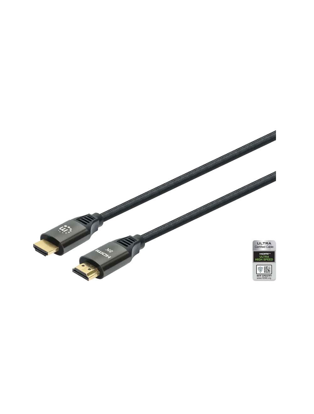 كابل Manhattan HDMI 3m أسود بدقة 8K60/4K120 مع Dolby Vision وDolby Atmos من Cairo Drop. Manhattan HDMI Cable 3m Black 8K60/4K120 Dolby Vision Dolby Atmos.
