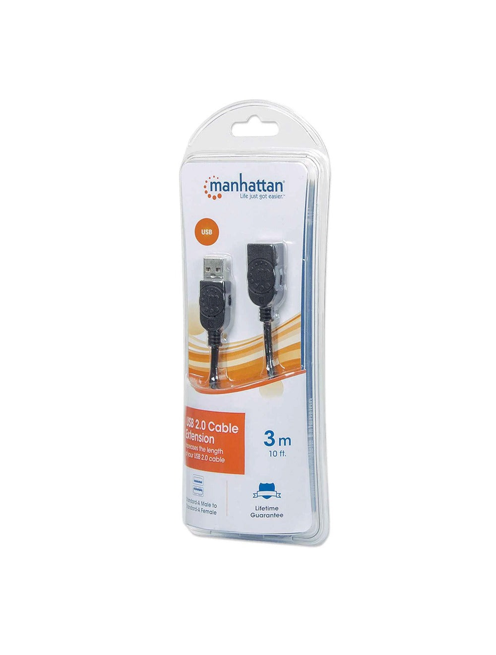 Manhattan DC347 393850 Hi-Speed USB Extension Cable A Male / A Female - 3M (10 ft.) - Black