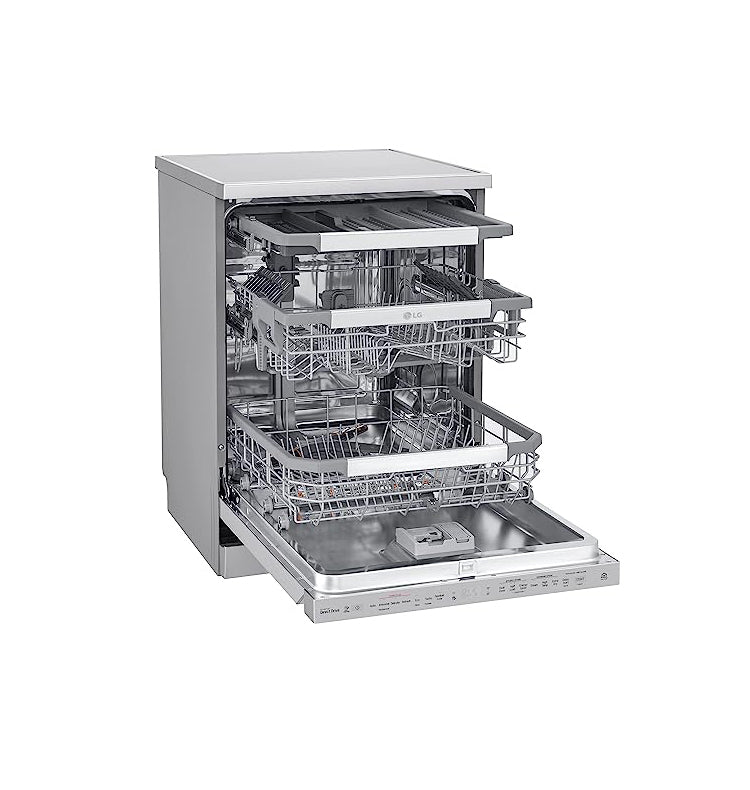 LG Dishwasher Capacity 14 LG THINQ™ Top Control QuadWash™ & TrueSteam?® - DFB325HS, Silver