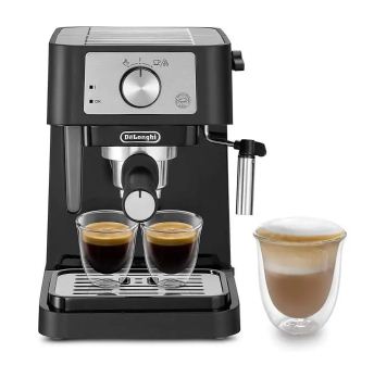 اشتري ماكينة قهوة delongi ستيلوسا 1100 وات، ضغط 15 بار، لتحضير الإسبريسو من البن المطحون. تصميم أنيق أسود/فضي مع ضمان سنة وتوصيل سريع من Cairo Drop.