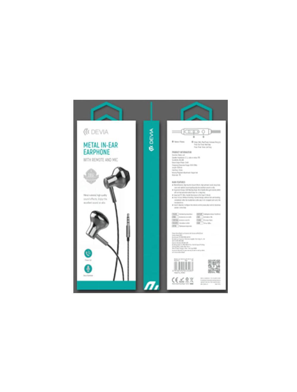 ديفيا سماعة أذن سلكية أصلية مع ريموت وميكروفون وضمان سنة، Devia wired earphone with remote & mic, 1-year warranty & fast delivery.