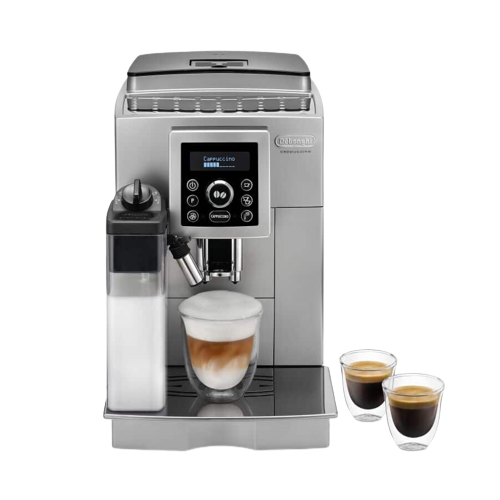 De'Longhi ECAM 23.460.SB Fully Automatic Coffee Machine (15 Bar Pressure, Automatic Cappuccino System, LCD Panel, Automatic Cleaning) Silver/Black (International warranty)