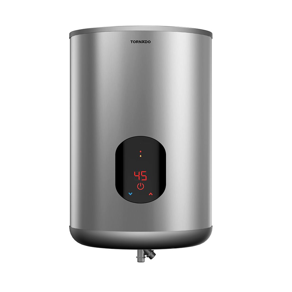 سخان تورنيدو 55 لتر ديجيتال بشاشة عرض ولمبات ليد وضمان 10 سنوات – Tornado 55L Digital Electric Water Heater with safety features.