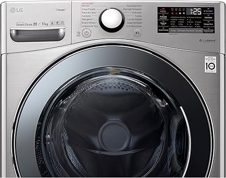 غسالة LG washing machine 20 كجم مع مجفف 11 كجم، موتور انفرتر وبخار TurboWash، أداء قوي وتصميم فضي أنيق يوفر وقت وطاقة.