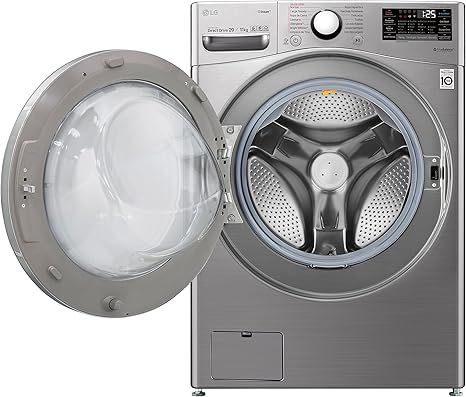 غسالة LG washing machine 20 كجم مع مجفف 11 كجم، موتور انفرتر وبخار TurboWash، أداء قوي وتصميم فضي أنيق يوفر وقت وطاقة.