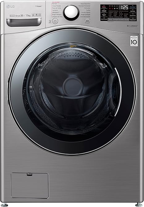 غسالة LG washing machine 20 كجم مع مجفف 11 كجم، موتور انفرتر وبخار TurboWash، أداء قوي وتصميم فضي أنيق يوفر وقت وطاقة.