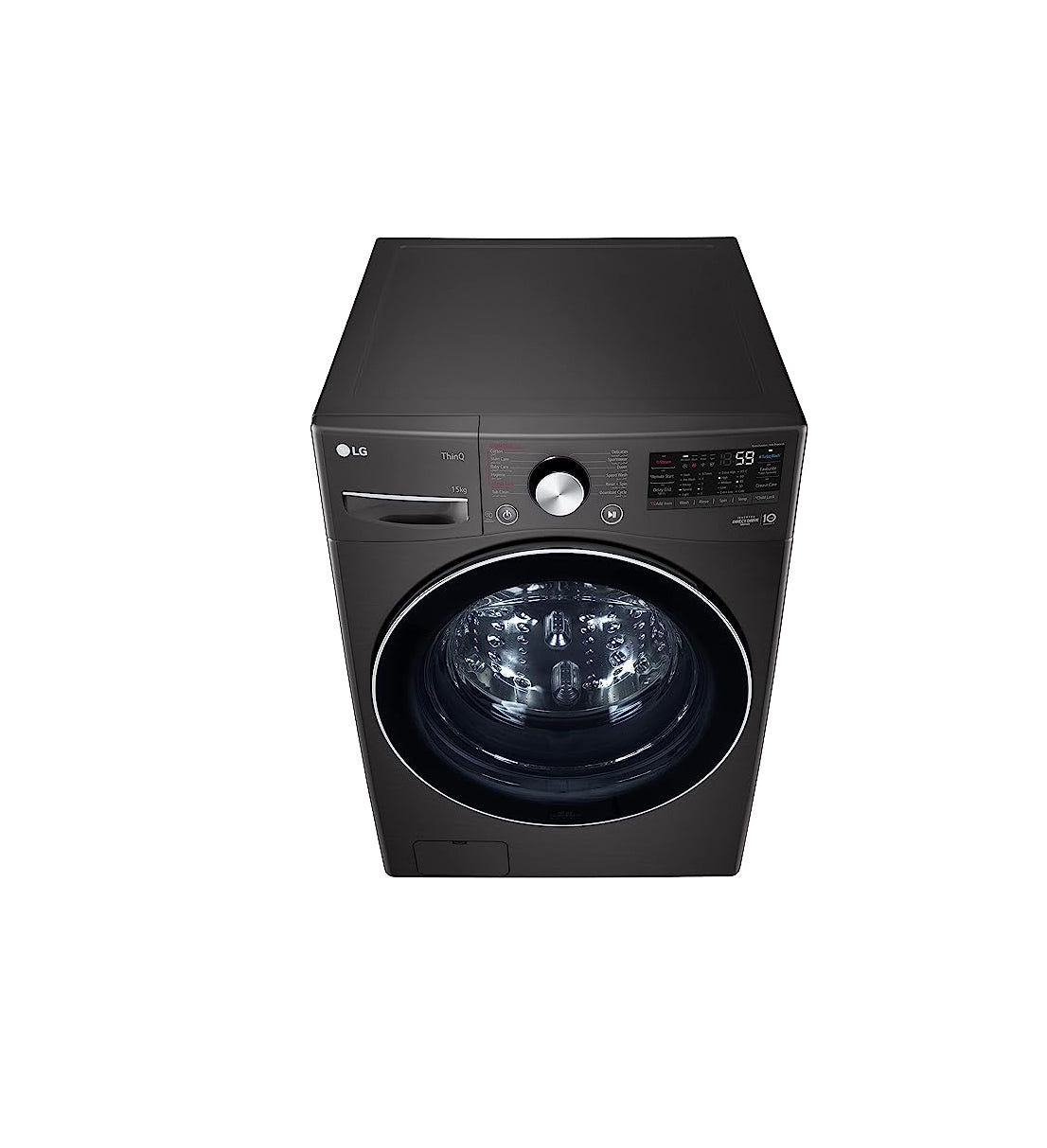 LG Front load washing 15 kG with AI DD™ (Intelligent Care with 18% More Fabric Protection) , Black steel ,Bigger capacity, LG ThinQ™- F0L9DYP2E