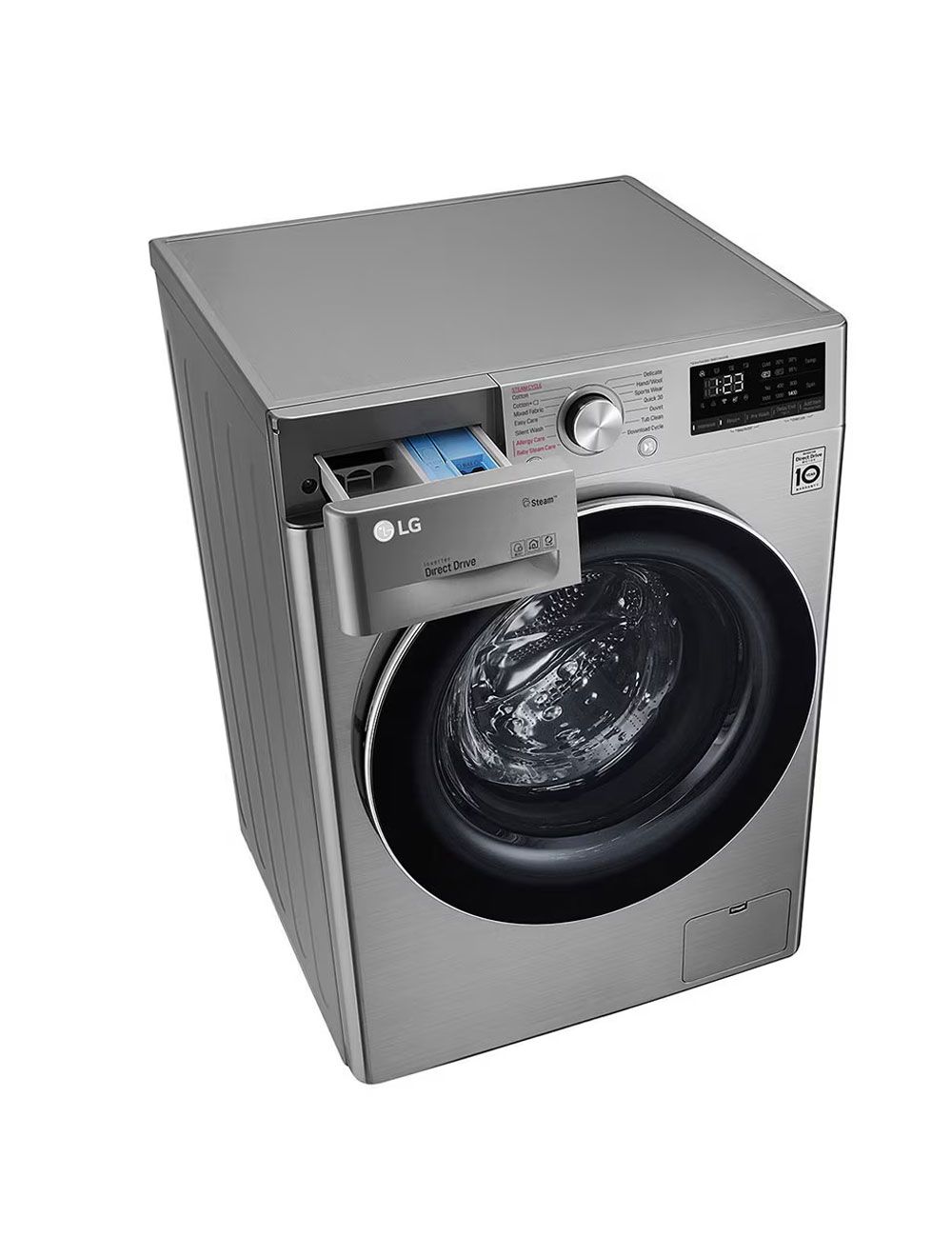 غسالة إل جي Vivace F4R5TGG2T فول أوتوماتيك 8 كجم مع مجفف 5 كجم وتقنية AI DD وبخار لضمان تنظيف فعال وحماية للأقمشة. LG Vivace washer & dryer.