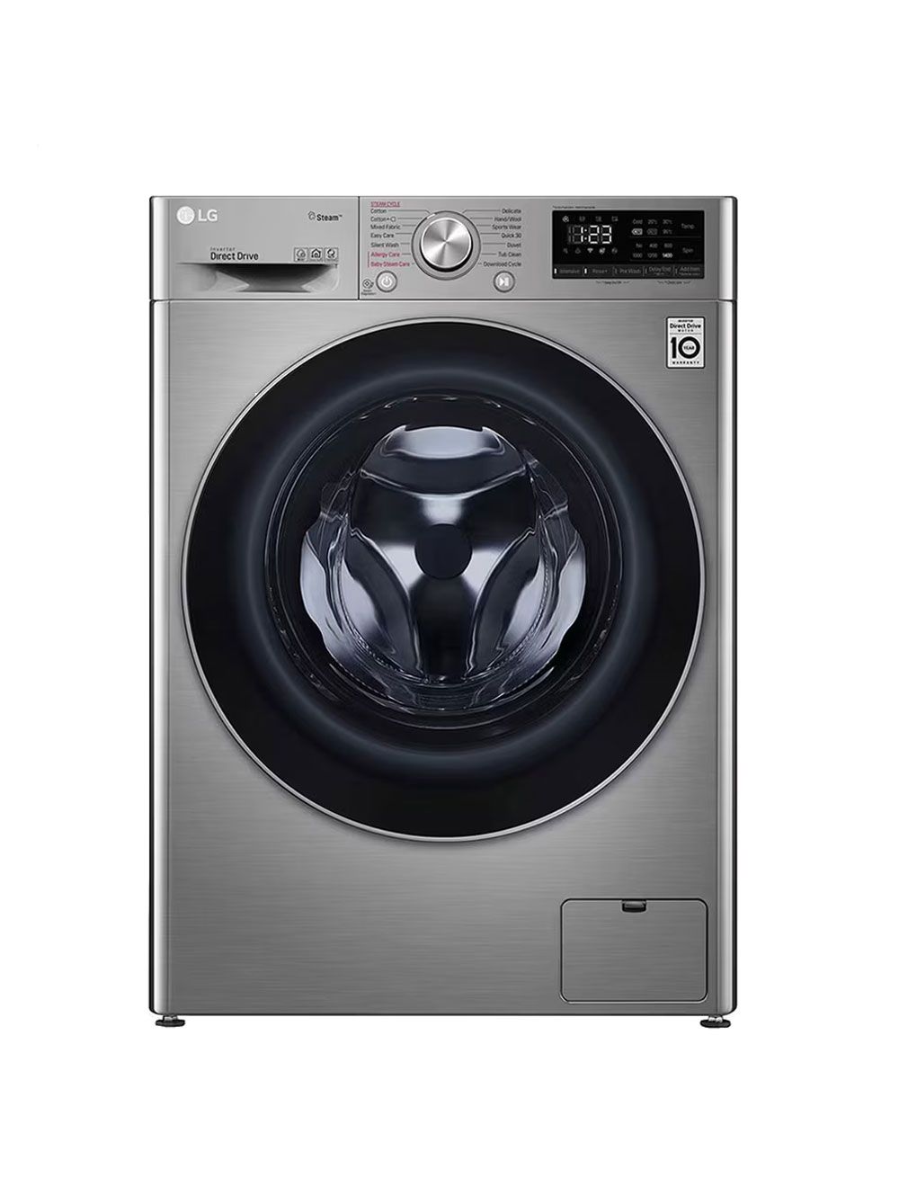 غسالة إل جي Vivace F4R5TGG2T فول أوتوماتيك 8 كجم مع مجفف 5 كجم وتقنية AI DD وبخار لضمان تنظيف فعال وحماية للأقمشة. LG Vivace washer & dryer.