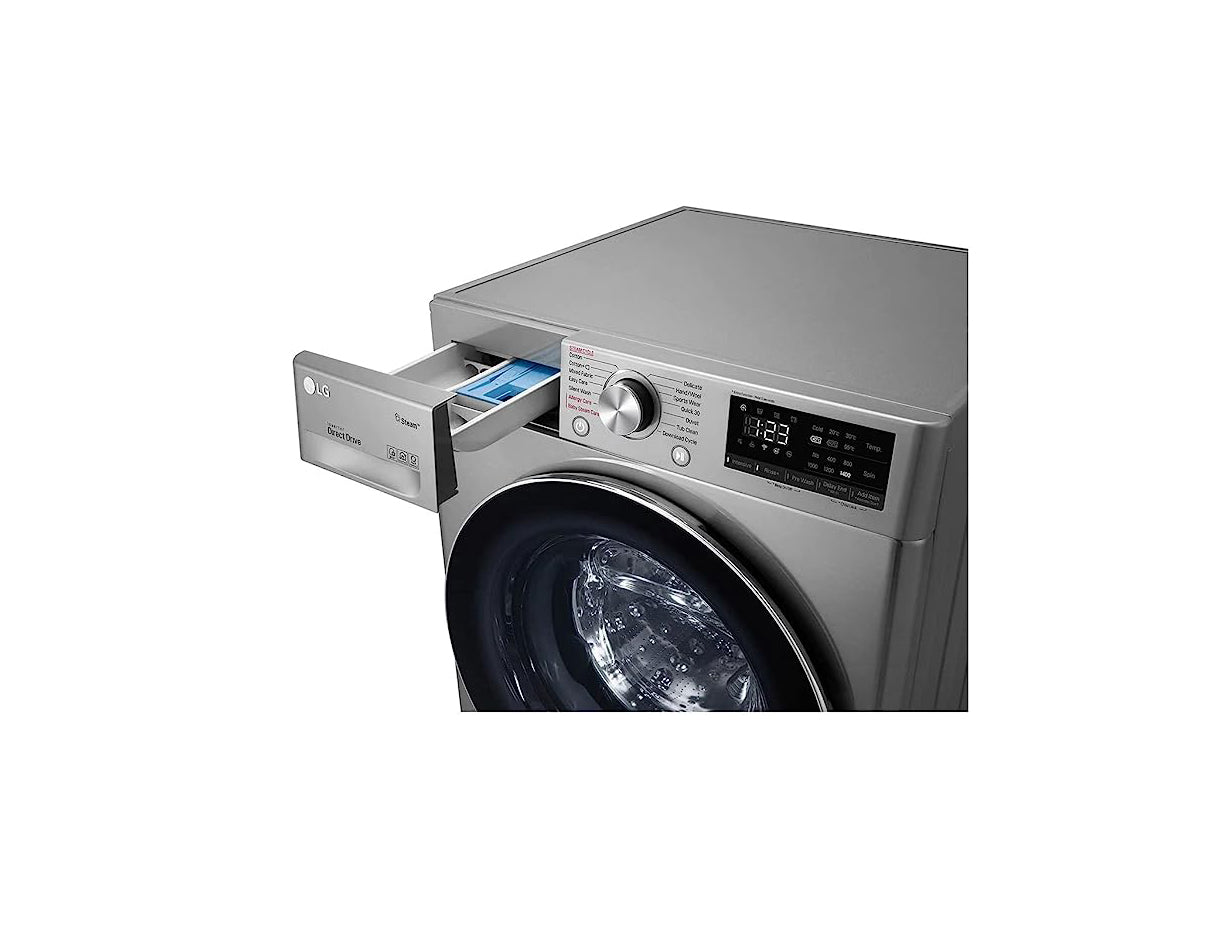 LG Vivace Washing Machine 9KG, with AI DD technology, Silver-LG ThinQ™-F4R5VYG2T