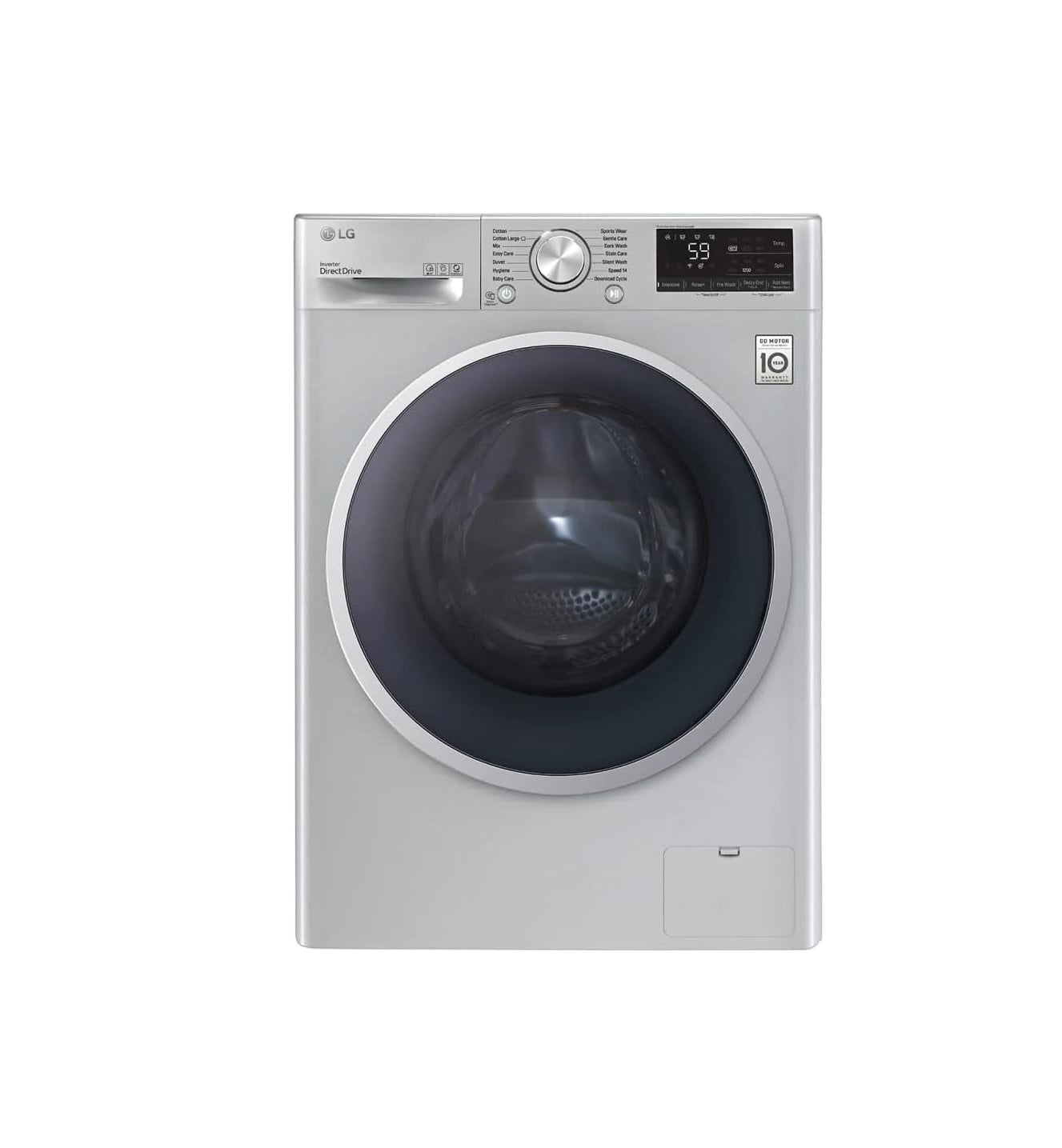 LG Vivace Washing Machine 9KG, with AI DD technology, Silver-LG ThinQ