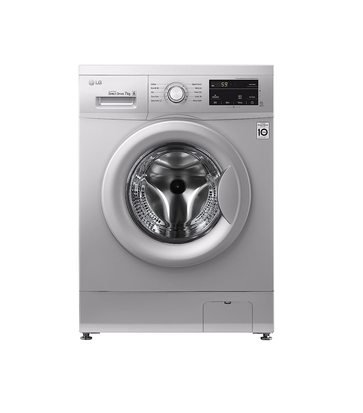 LG Front Load Washing Machine 8KG With DD Motor, Steam™- Silver Knob- FH4G7TDY5