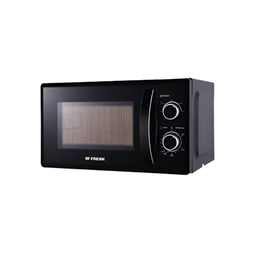 احصل على microwave fresh 20 لتر 700 وات باللون الأسود مع ضمان سنتين وخدمة توصيل سريعة – تصميم أنيق وأداء عملي يناسب مطبخك العصري.