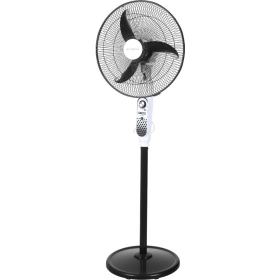 مروحة فريش 18 بوصة قابلة للشحن 18625 باللون الأسود مع بطارية 15 ساعة وضمان 5 سنوات وتوصيل سريع | Fresh Stand Fan 18 Inch Rechargeable Black.