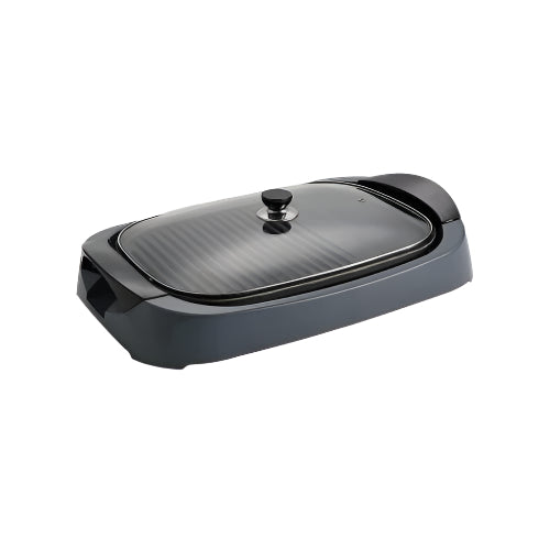 شواية كهربائية فريش 2000 واط أسود سطح غير لاصق وتحكم حراري | Fresh electric grill 2000W black with thermostat & non-stick surface.