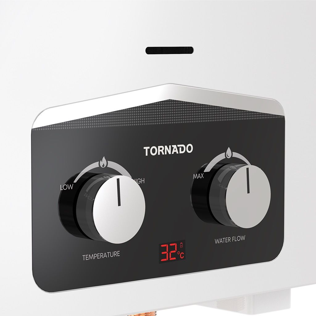 سخان تورنيدو غاز 6 لتر بدون مدخنة غاز طبيعي شاشة ديجيتال ضمان 3 سنوات – Tornado 6L Flueless Natural Gas Water Heater Digital with 3 Years Warranty.
