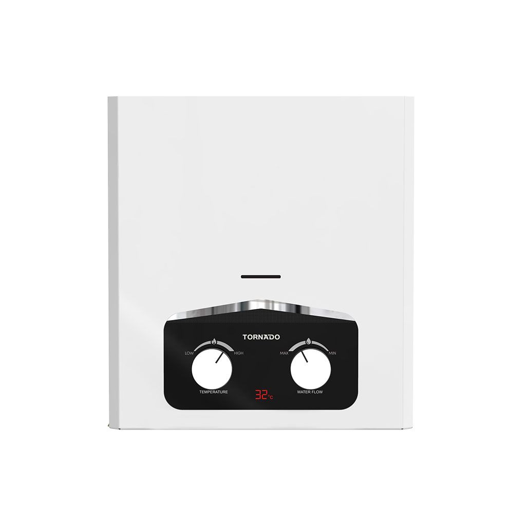 سخان مياه تورنيدو غاز 6 لتر شاشة ديجيتال وضمان 3 سنوات – Tornado 6L Gas Water Heater with digital display and multi power system.