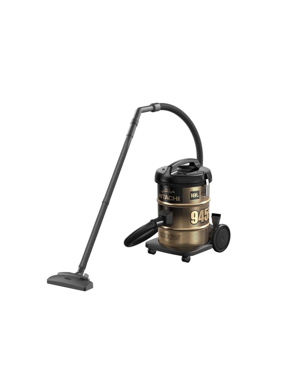 HITACHI Pail Can Vacuum Cleaner 2000 Watt Cloth Filter Black x Gold CV-945F 220CE BK