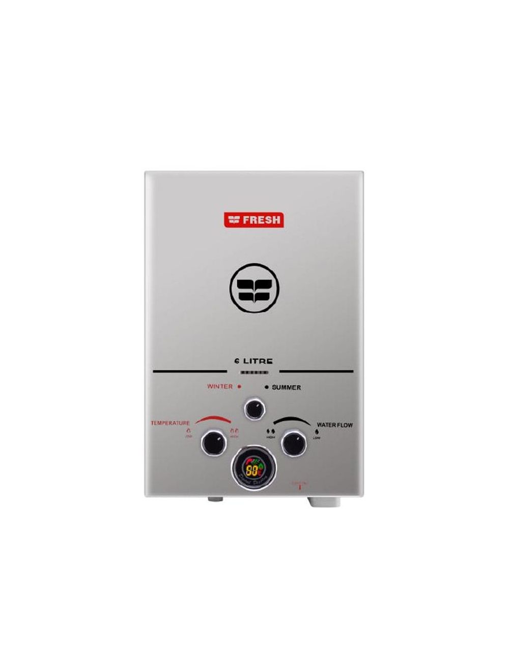 Fresh Gas Water Heater Digital 6 liter SPA with adapter - Silver - 10962