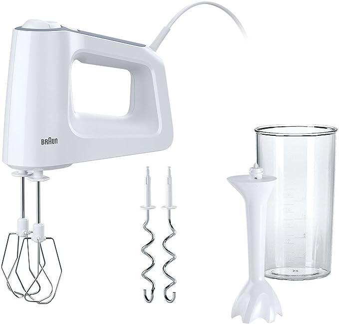 Braun Multi Mix 3 Hand Mixer, 500 Watt, White - HM 3105