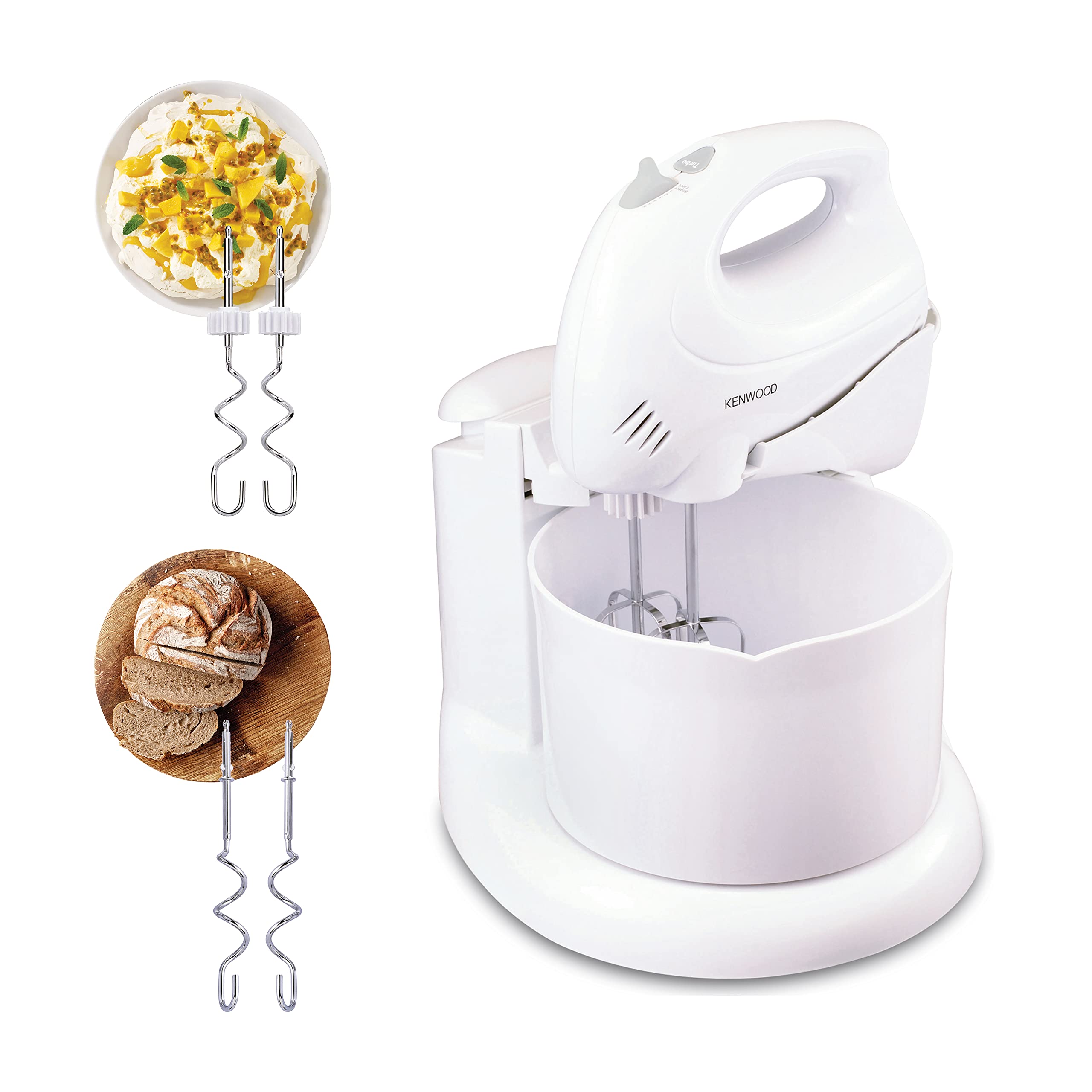 Kenwood hm430 hand mixer with bowl, 250 watts - white