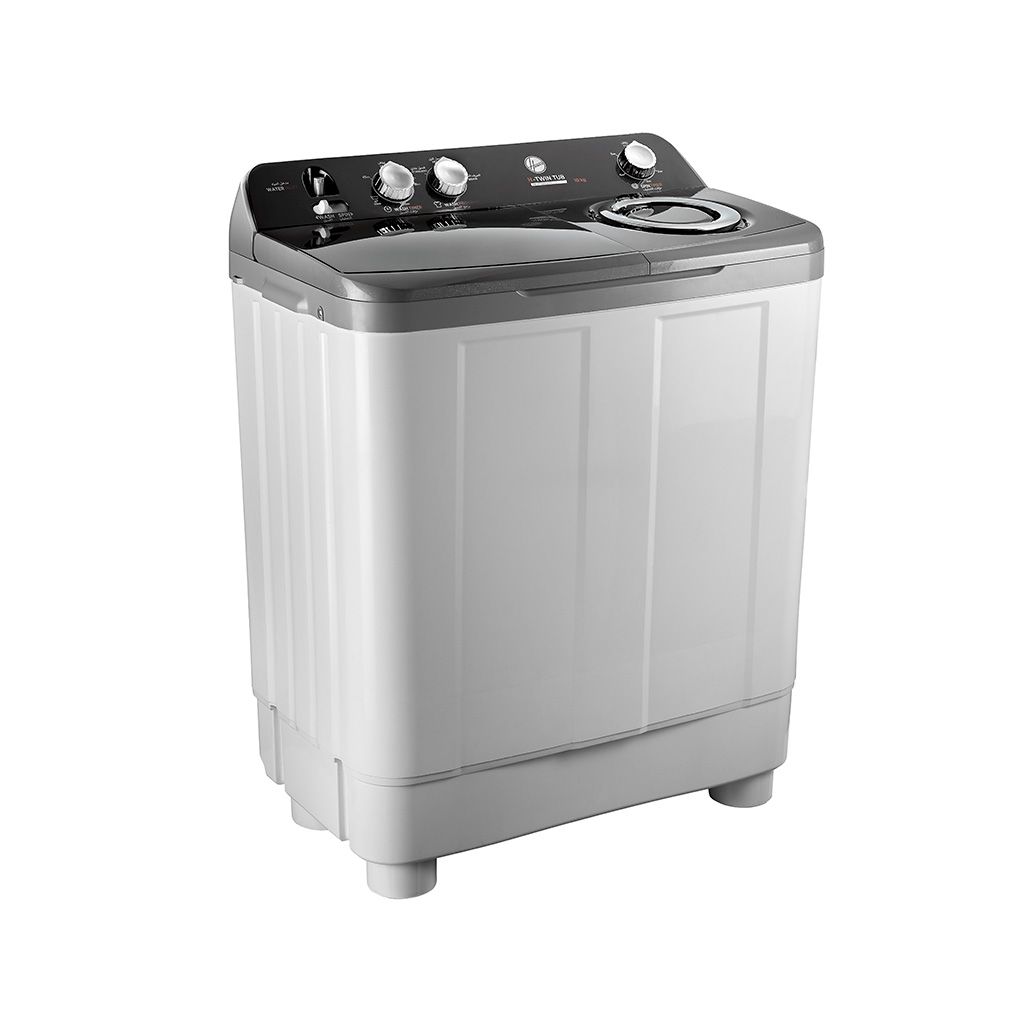 غسالة هوفر نصف أوتوماتيك 10 كجم رمادي/أبيض بدوران 1200 لفة وضمان 5 سنوات – Hoover 10kg Semi Automatic Washing Machine Grey/White with 1200rpm & 5-Year Warranty.