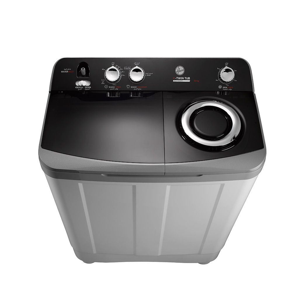 غسالة هوفر نصف أوتوماتيك 10 كجم رمادي/أبيض بدوران 1200 لفة وضمان 5 سنوات – Hoover 10kg Semi Automatic Washing Machine Grey/White with 1200rpm & 5-Year Warranty.