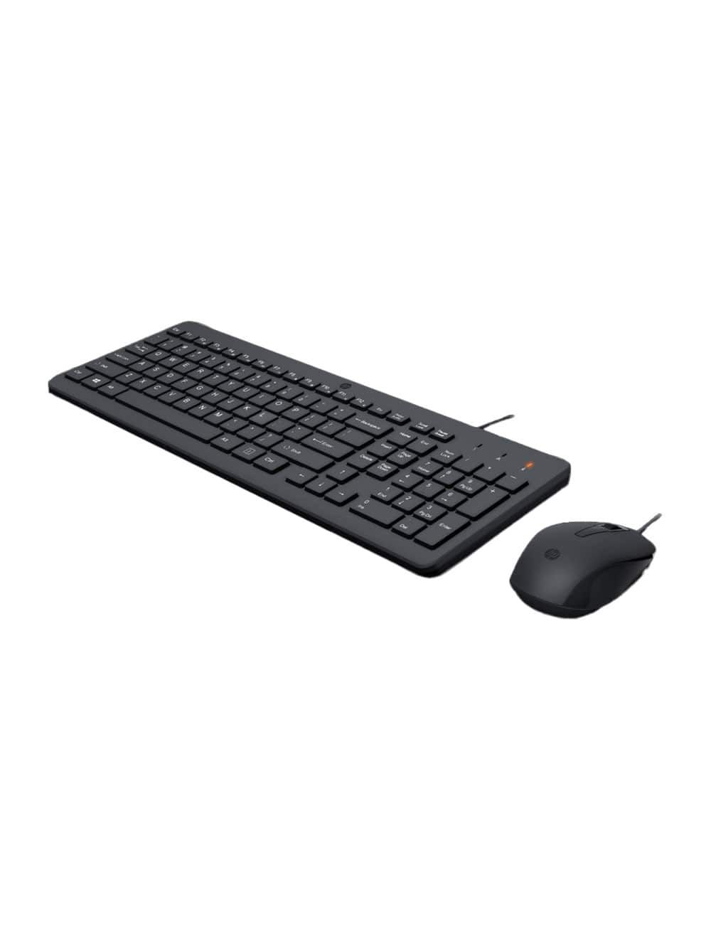 اتش بي لوحة مفاتيح وماوس سلكي 150 Slim Silent بدقة 1600DPI واتصال USB سريع.
HP 150 Wired Keyboard & Mouse, slim, silent with 1600DPI optical sensor.