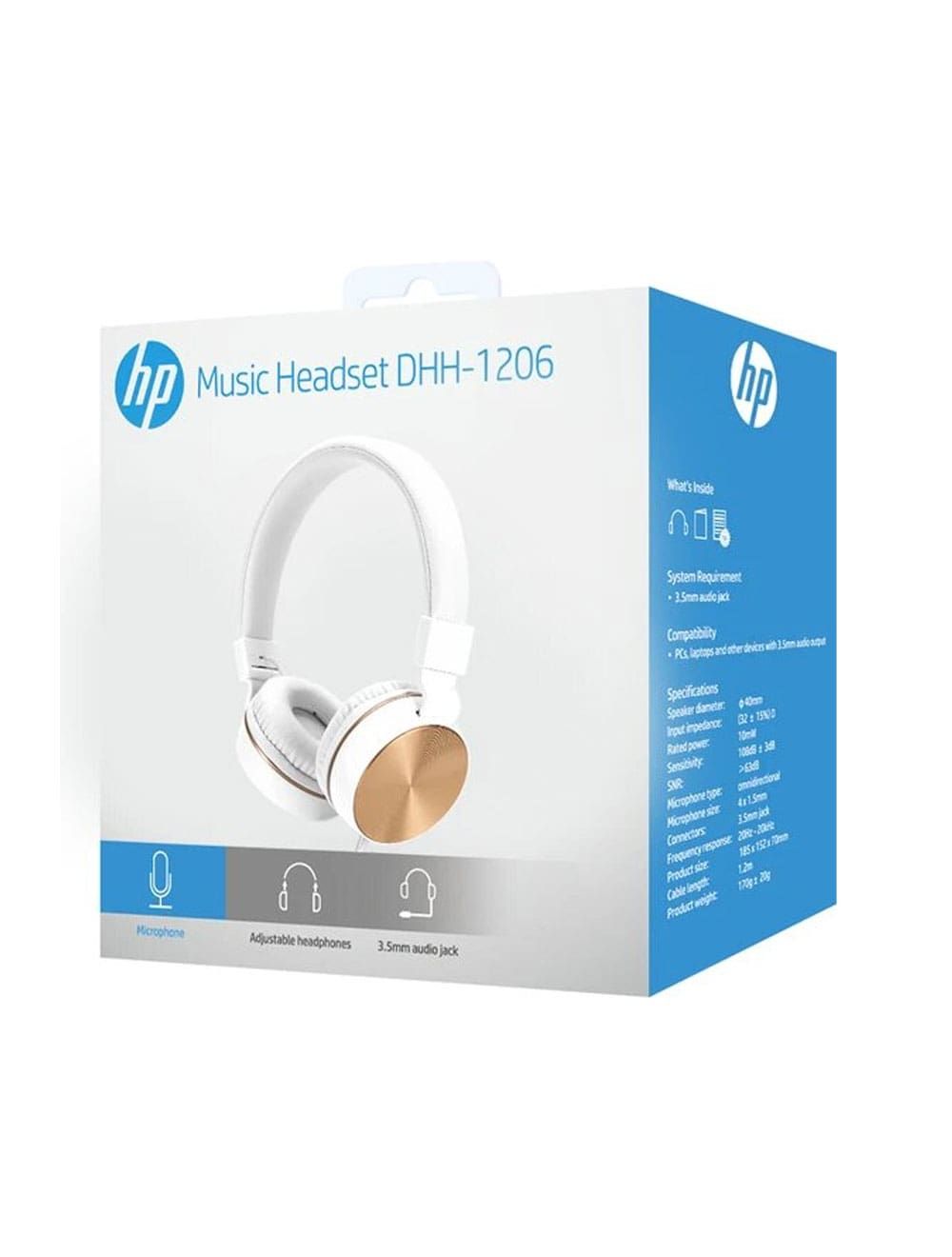 HP DHH-1206 Wired 3.5 music Headphone - White