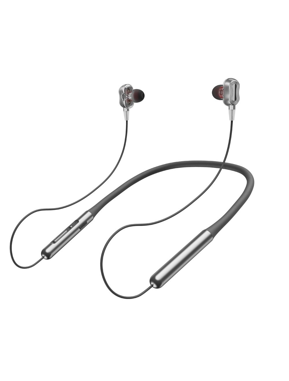 L'AVVENTO (HP65S) Neckband Dual Drive Bluetooth Wireless Earphones Waterproof - Silver