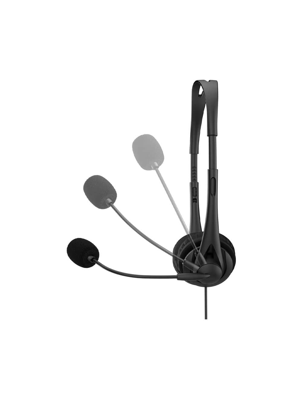 سماعة HP Stereo G2 USB مع ميكروفون عازل للضوضاء وتصميم خفيف. HP USG-G2-428H5AA USB headset with noise-cancelling mic and lightweight design.