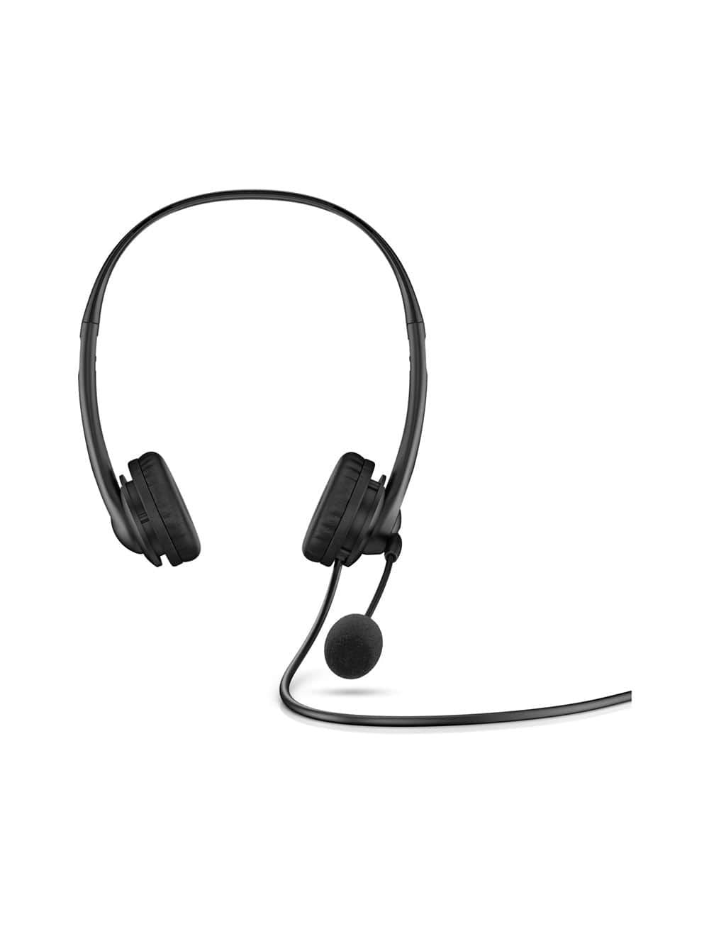 سماعة HP Stereo G2 USB مع ميكروفون عازل للضوضاء وتصميم خفيف. HP USG-G2-428H5AA USB headset with noise-cancelling mic and lightweight design.