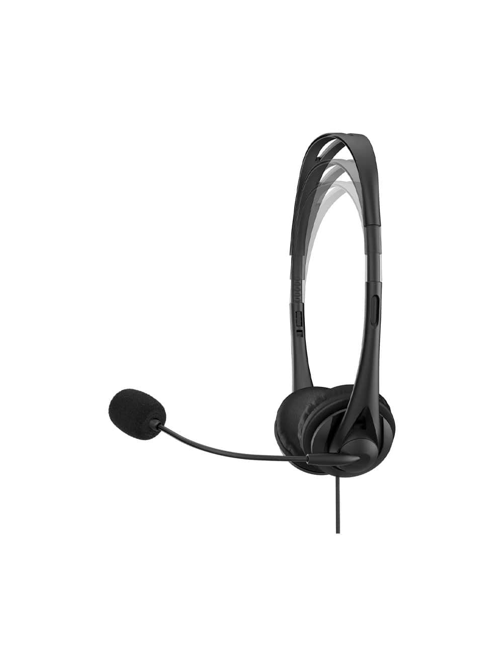 سماعة HP Stereo G2 USB مع ميكروفون عازل للضوضاء وتصميم خفيف. HP USG-G2-428H5AA USB headset with noise-cancelling mic and lightweight design.
