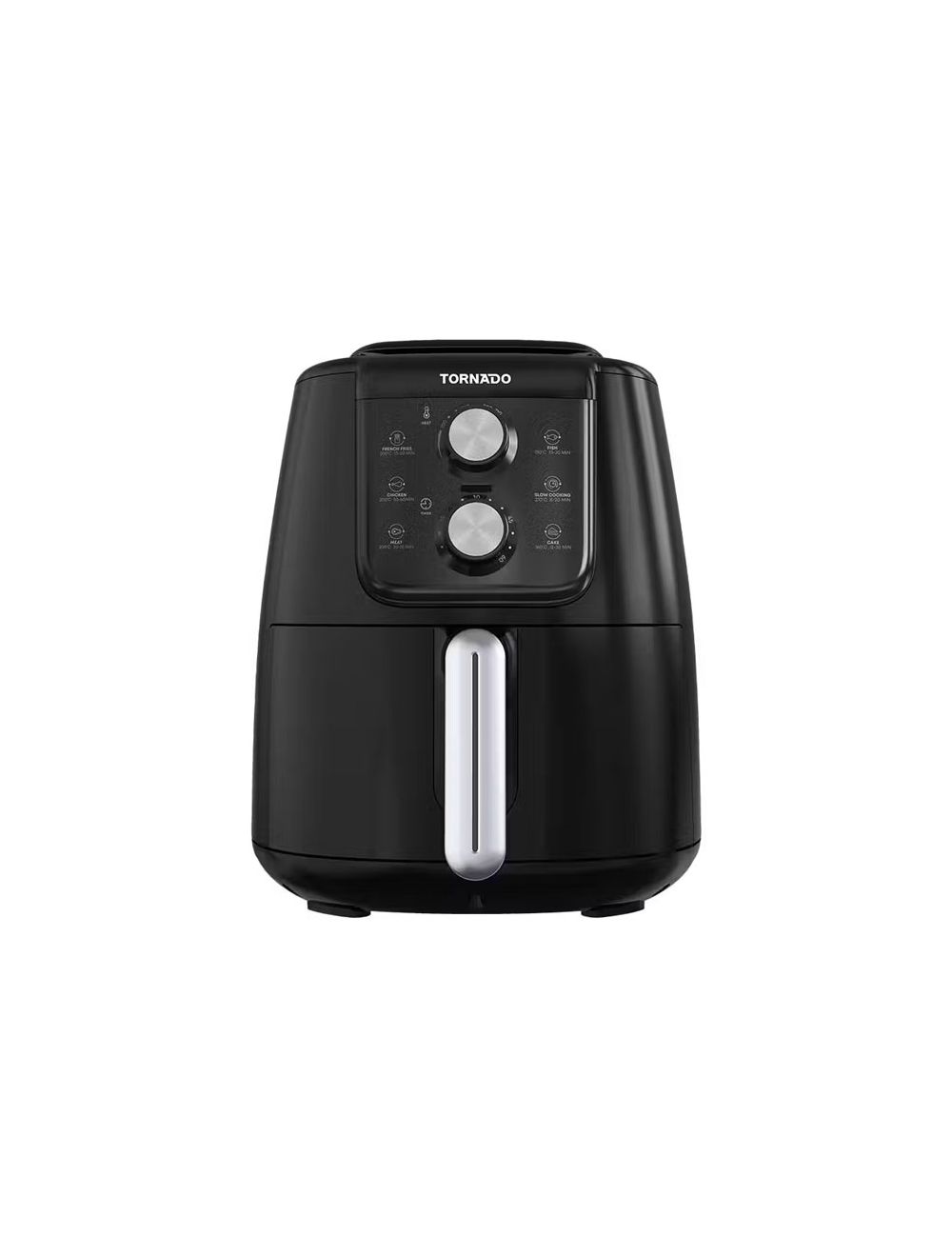 Tornado Air Fryer 1550 Watt 4 Liter Manual Control - Black x Silver - THF-1554M-XL-BS