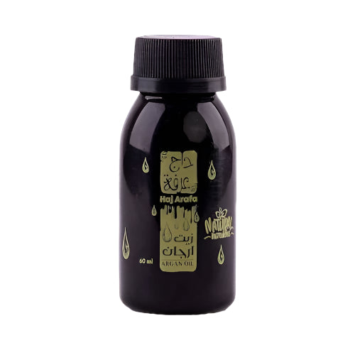 زيت أرجان حج عرفة يحمي شعرك ويقوي بصيلاتك ويغذي البشرة والأظافر بتركيبة طبيعية فعالة. Hag Arafa Argan Oil nourishes hair, skin, and nails naturally.