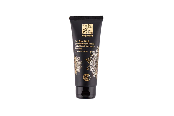 كريم زيت شجرة الشاي والفراولة من حج عرفة يمنح ترطيبًا وتفتيحًا طبيعيًا برائحة فواكه منعشة – Hag Arafa Tea Tree & Strawberry Cream hydrates & brightens skin naturally.
