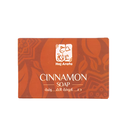 صابونة قرفة حج عارفة للبشرة الدهنية تنظف المسام وتقلل الزيوت الزائدة بتركيبة طبيعية. Hag Arafah Cinnamon Soap cleanses oily skin and purifies pores.