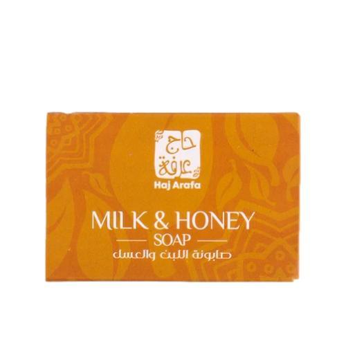 صابونة اللبن والعسل حج عرفة تنظف وتغذي البشرة بعمق بفضل مزيج الحليب والعسل الطبيعيين. تمنحك نضارة ولمعانًا طبيعيًا. Soap for soft radiant skin.