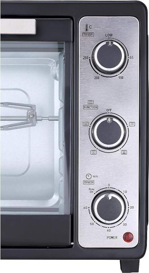 فرن كهربائي اي دو 45 لتر، 1800 وات، باللون الأسود، مزود بشواية وتايمر، 5 مراحل للتسخين وعناصر ستانلس ستيل متينة – IDO Electric Oven 45L.