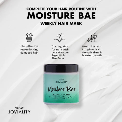 قناع جوفياليتي مويستشر باي يغذي الشعر الجاف والتالف بعمق بزبدة الشيا وزيت الأرجان – Joviality Hair Mask for deep nourishment and hydration.