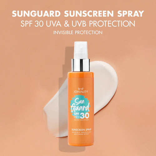 Sunscreen Joviality Sunguard Natural Sunscreen SFP30واقي الشمس الطبيعي جوفاليتي صن جارد  UVA وUVB بتركيبة خفيفة مرطبة بزيت الأرجان وفيتامين E للاستخدام اليومي.