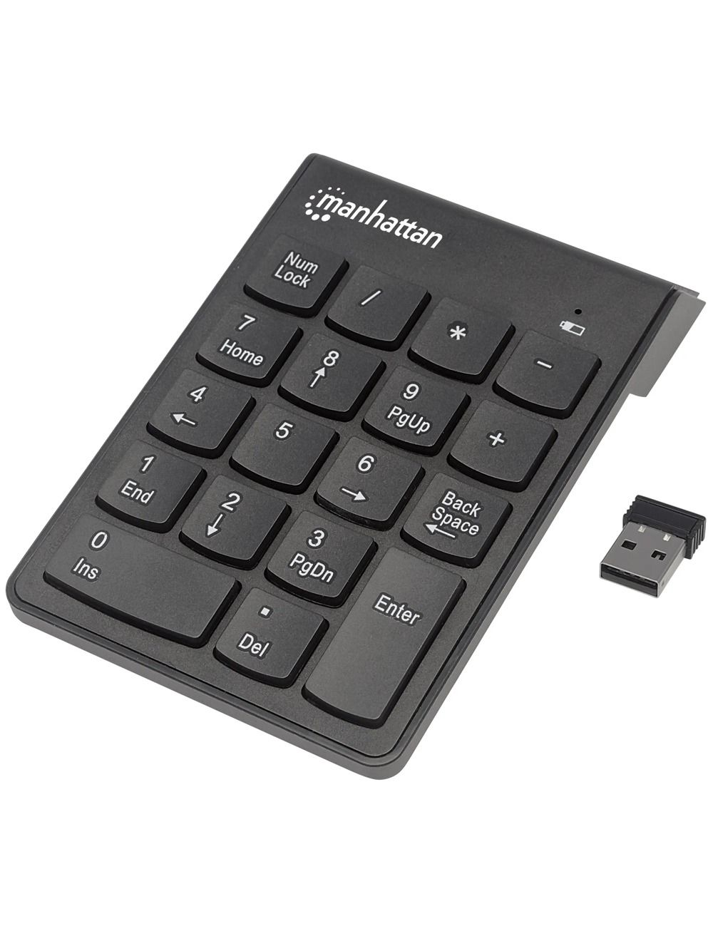 Manhattan Numeric Keypad USB Wireless 18 Full-Size Keys - Black KB118