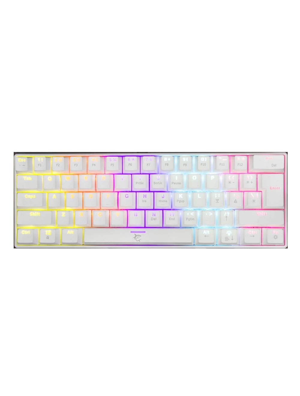 White Shark Gaming Keyboard Plastic Rainbow LED 17 modes Mechanical Red Switch 61 Keys - White