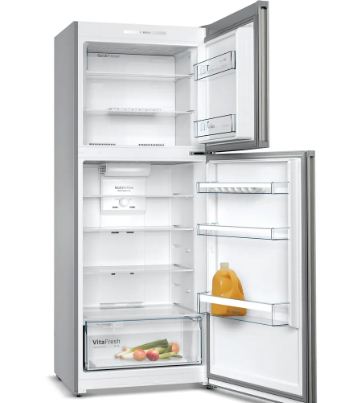 ثلاجة بوش KDN43VL2E8 No Frost ستانليس ستيل بسعة كبيرة وتجميد فائق. Bosch KDN43VL2E8 fridge with full No Frost and efficient cooling.