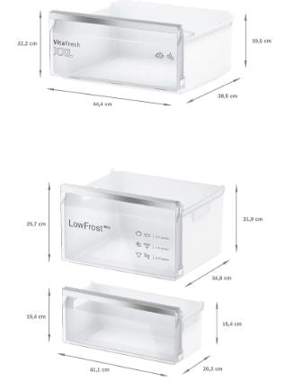 ثلاجة بوش KDN55NL2E8 نوفروست ستانليس ستيل بسعة كبيرة وتبريد متساوي. Bosch KDN55NL2E8 fridge with Full No Frost and Multi Airflow cooling.