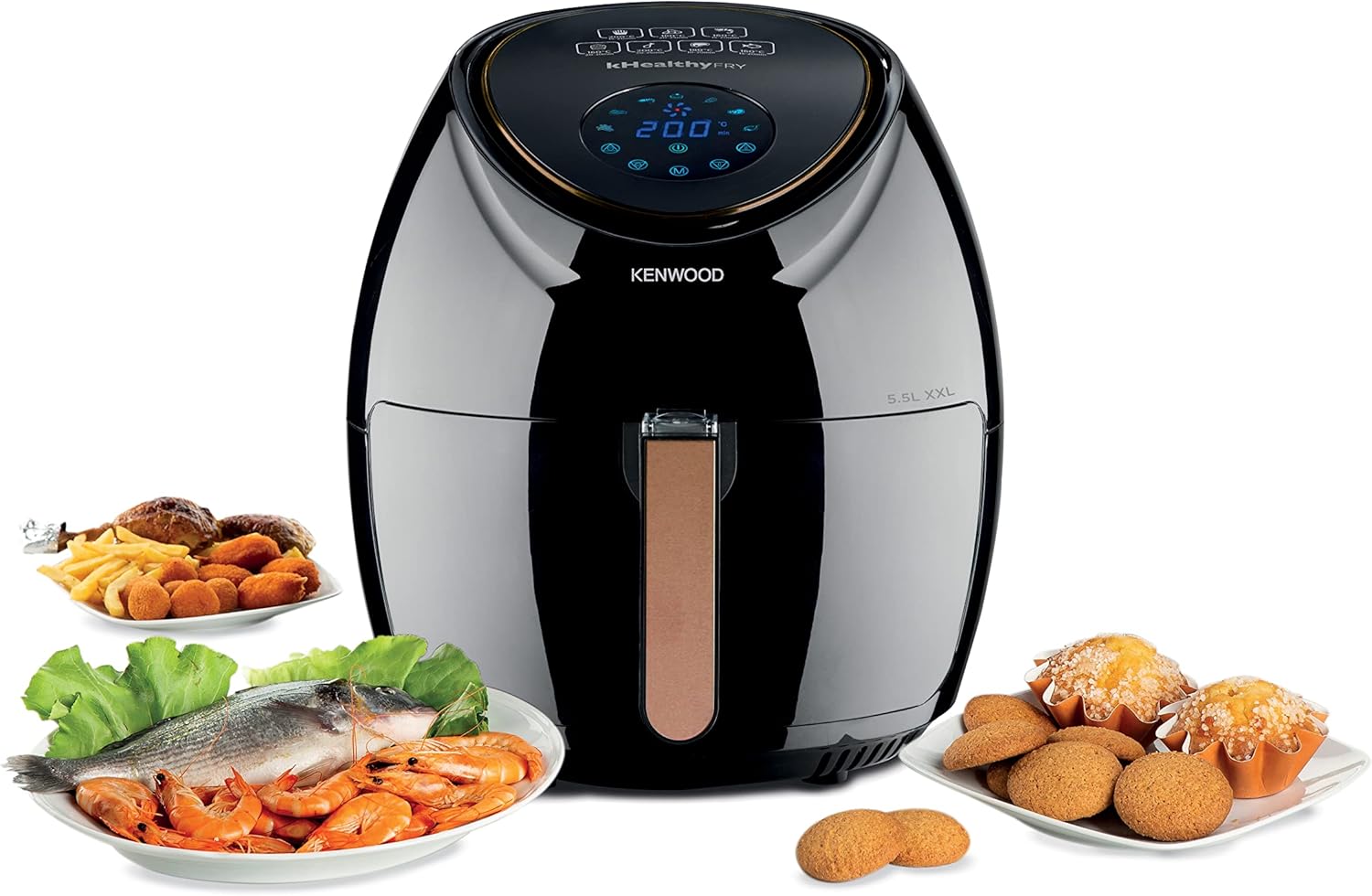 Discover Kenwood Air Fryer 5.5L Digital 1800W – the perfect fryer for healthier meals القلاية الهوائية المثالية لإعداد طعام صحي بزيت أقل مع سهولة استخدام.